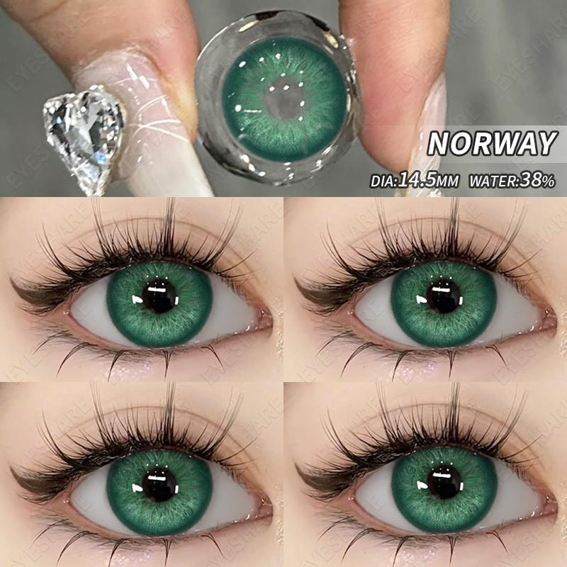 EYESHARE Fashion Brown Colored Contact Lens Natural Soft Contact Lenses for Eyes Decoration 14.2mm Yearly 2pcs=1 Pair