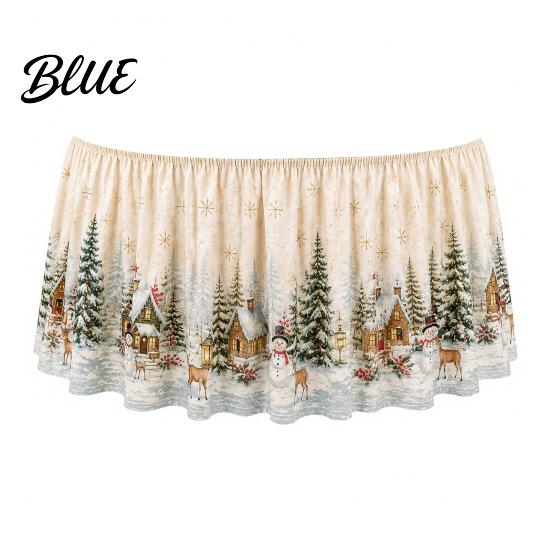 Festive Table Decor Cloth Vintage Skirt 70.9×29.5 Events Christmas for Winter Inch Round Snowy Theme