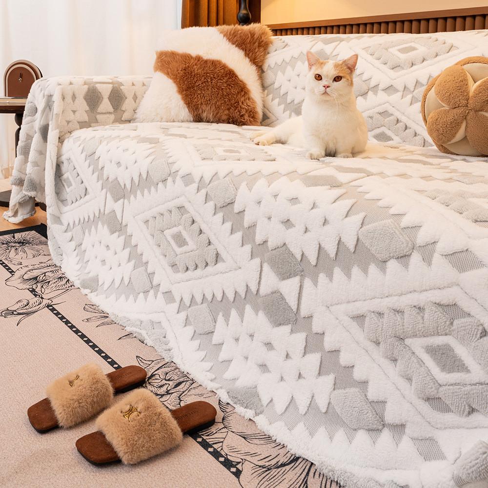 Winter Comfortable Sofa Towel Warm Thick Plush Non-Slip Home Couch Protector Anti Cat Scratch Seat Pad for Living Room Decor