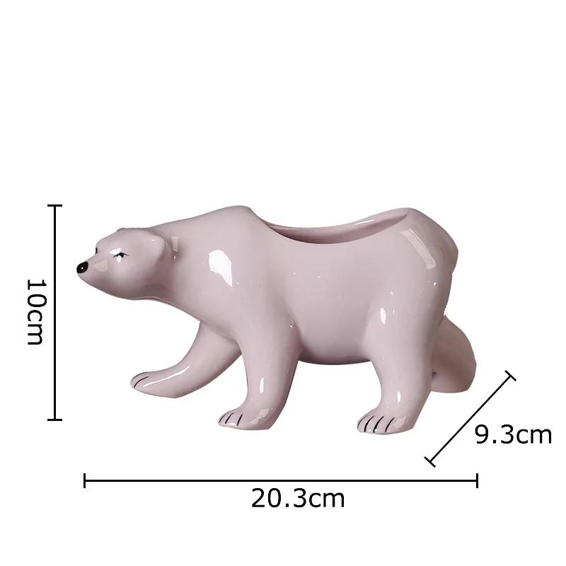 Cartoon Polar Bear Ceramic Vase Creative Small Plant Pots Table Decoration Flowers Arrangement Flower Vase Room Aesthetic Decor