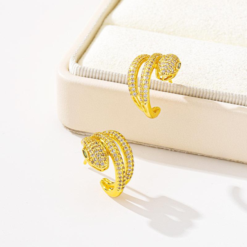

Serpentine Earrings for Women, Light Luxury Imitation Gold Spirit Snake Surround Earrings, Long-lasting Color Accessory