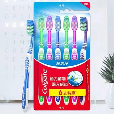 6-Pack Unisex Toothbrushes Soft & Medium Bristle Colgate-Style Ergonomic Handle Deep Cleaning Family & Travel Dental Care Set