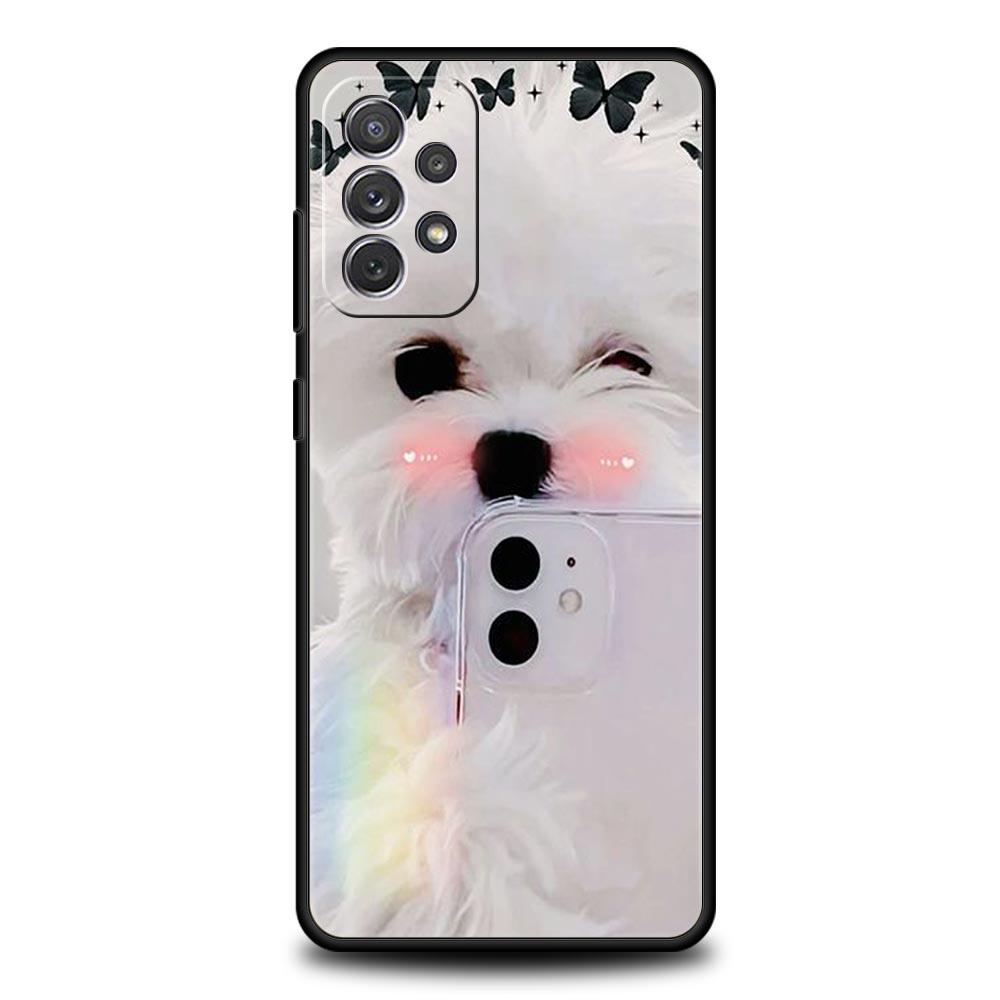 Cute Little Dog Phone Case for Samsung Galaxy A55 A35 A17 A07 A15 A13 A25 A51 A71 A72 A73 A32 A52 A52S A41 5G Soft TPU Shell Bag