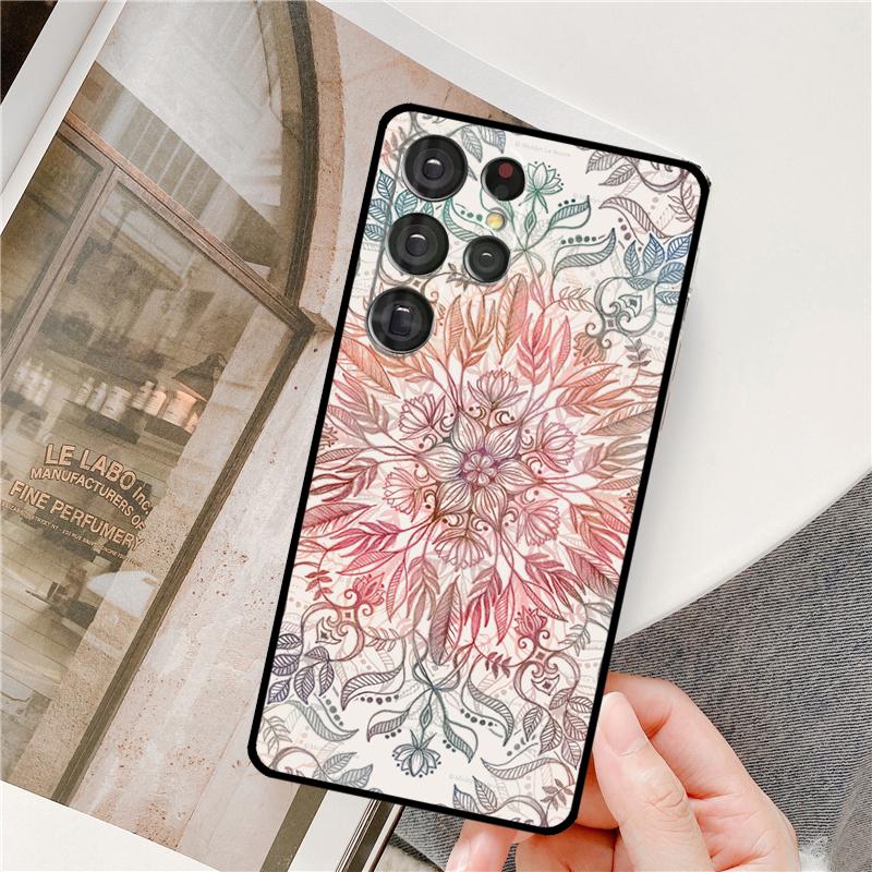 Coque de téléphone Mandala Floral à Fleurs Pour Samsung Galaxy S24 Ultra S9 S10 S20 S22 S21 Plus S23 FE S25 Ultra Protection Complète