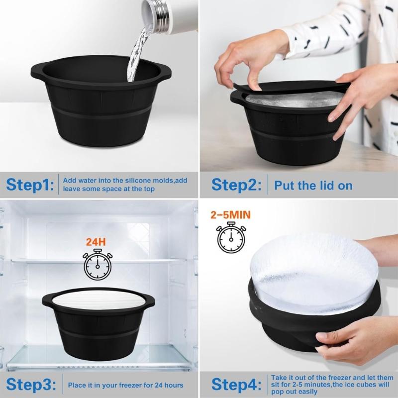 Ice Mold with Cover  Big Ice Tray Mold Ice Tray with Lid Construct  Ice for Cold Beverages