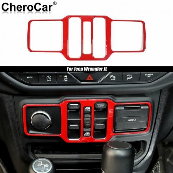 Red Window Control Trim Decor for 2018- Jeep Wrangler JL JLU JT Accessories