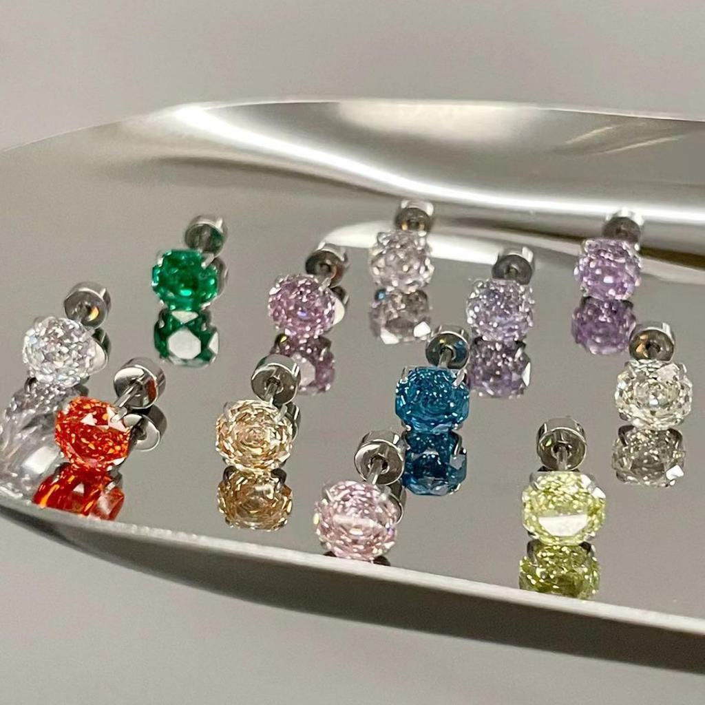 6mm Millennium Rose Cut Zircon Flat Back Earrings - Sweet & Spicy Bling for Cartilage & Conch.