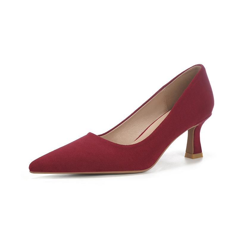 High Heels Women's Spring and Summer New Black Suede Light Mouth High Heels Pumps Women Solid Color Pointed Fashion Work Shoes