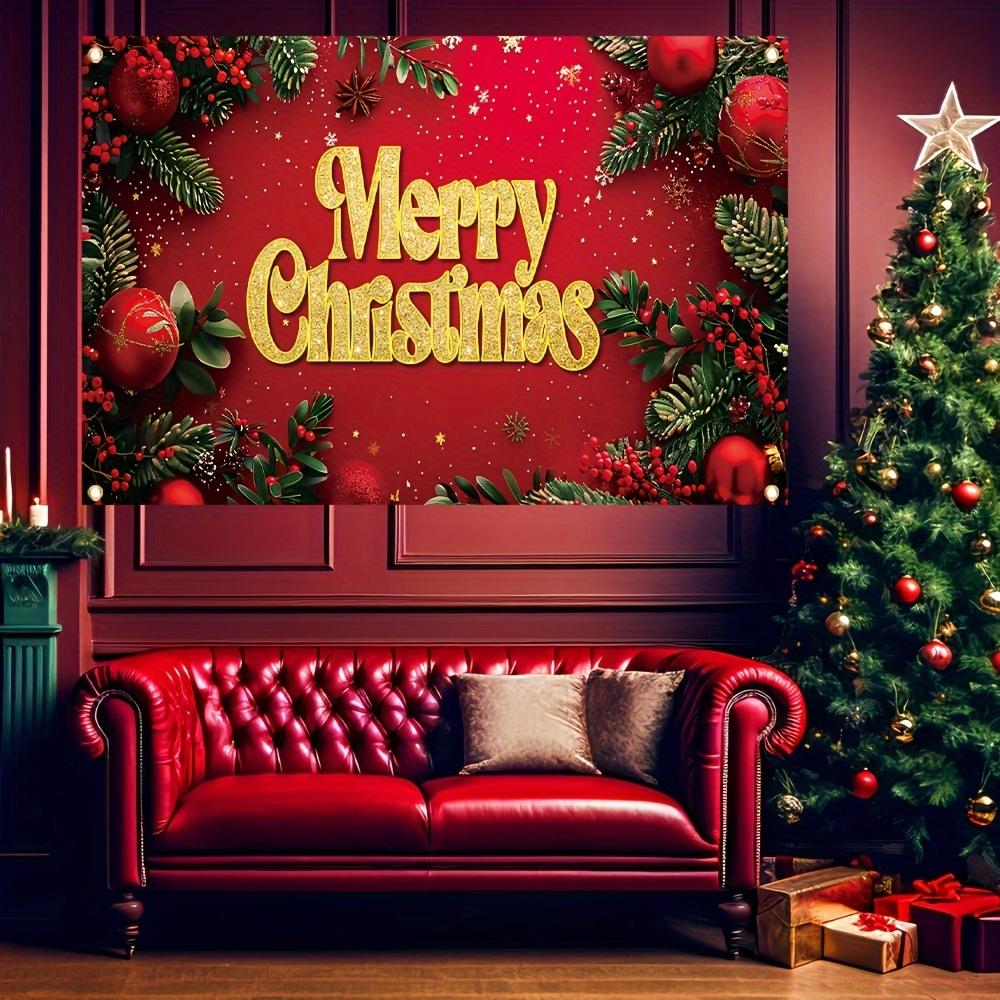 Merry Christmas Banner - Multi Functional Holiday Background Fabric with Festive Red Merry Christmas Pattern