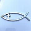 1PCS 14x4.5cm JESUS Fish Silver chrome Christian crafts ABS Car Sticker PEACE FAITH Emblem 3D Badge Decal Auto Accessories