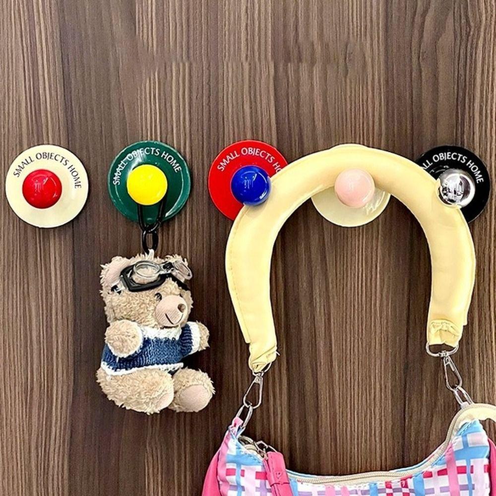 

5 Pcs Self Adhesive Punch-free Hook Plastic Towel Hanger Stable Dopamine Wall Hook Kitchen Mixed color