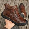 Hand-stitching Leather Men Boots Split Leather Casual Leather Shoes Men Ankle Boots
