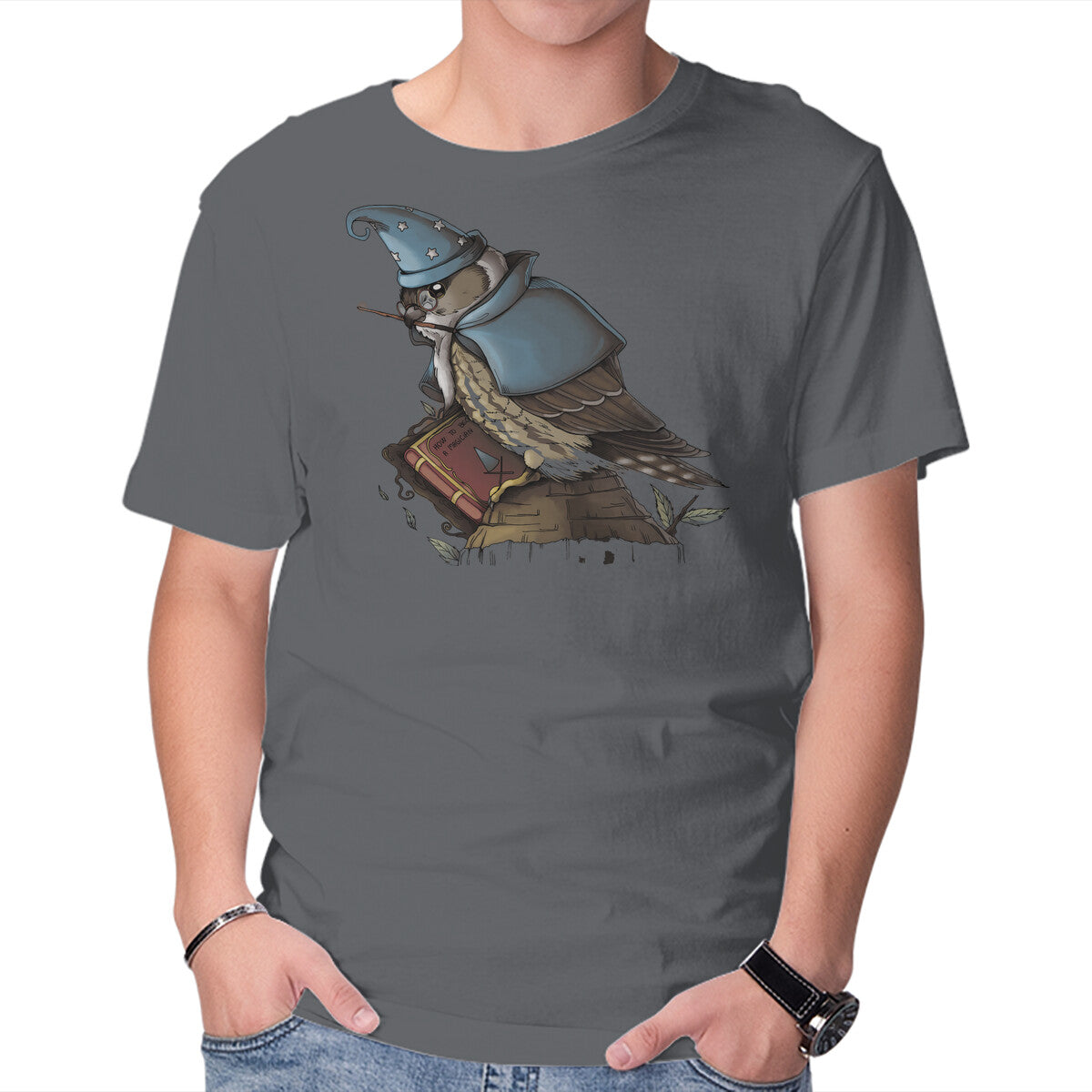 Unisex Crew Neck T-Shirt Merlin Bird Graphic Short Sleeve Casual Tee L