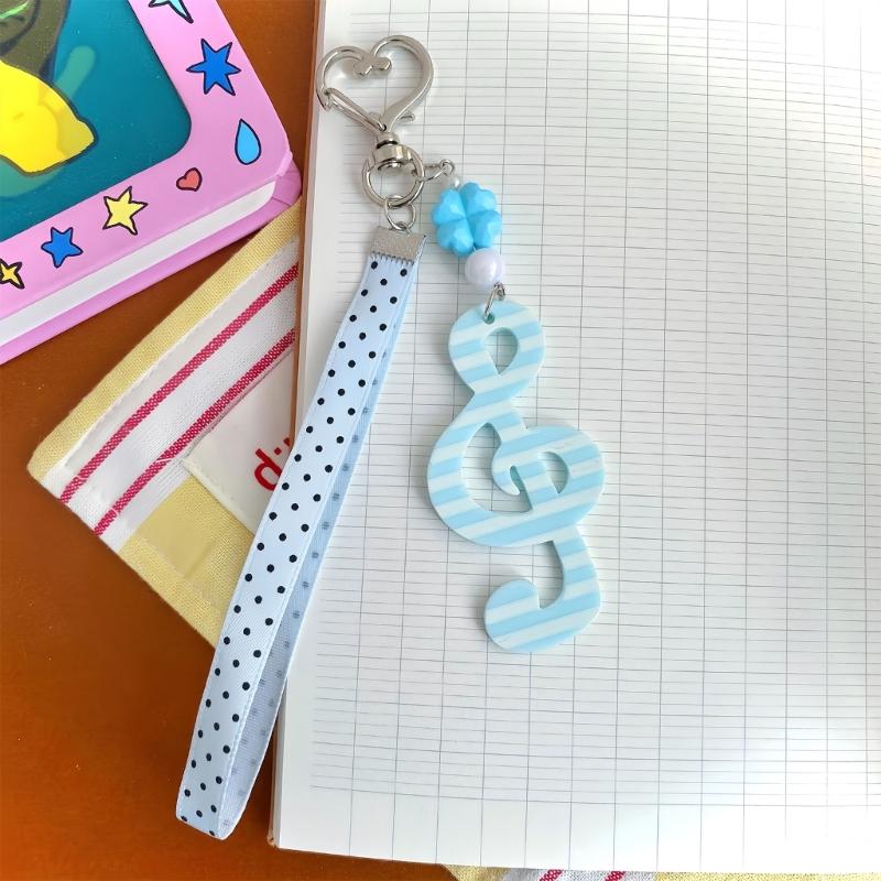 Decorative Keychain Charm Acrylic-Style Bag Charm Music Note Key Holder With Loop Strap and Playful Details for Everyday Carry