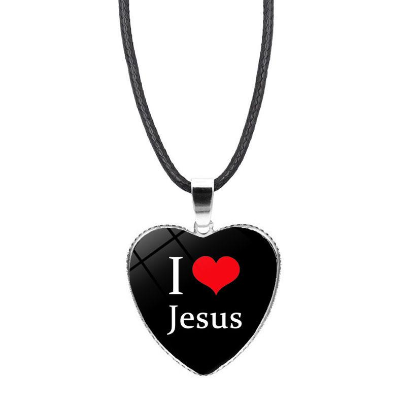 Lovely I Love Jesus Heart Pendant Necklace With Durable Alloy Material And Crystal Finish