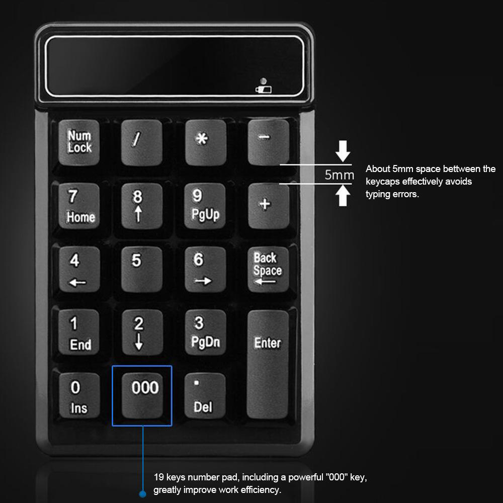 2,4 GHz kabellose numerische Tastatur mit mechanischem Touch und 19 Tasten