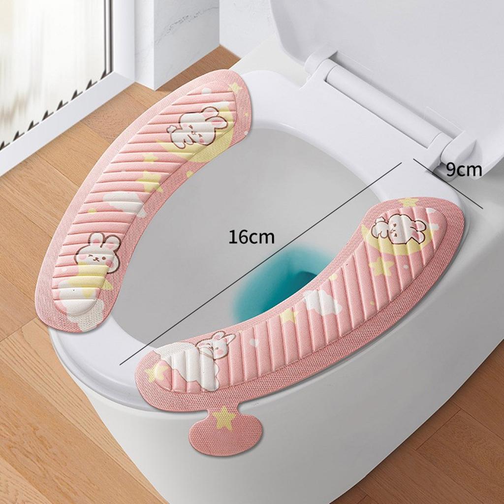 Waterproof Adhesive Toilet Seat Cover with Cartoon Design Seat Cushion Mat for Enhances Bathroom Aesthetic and Comfort