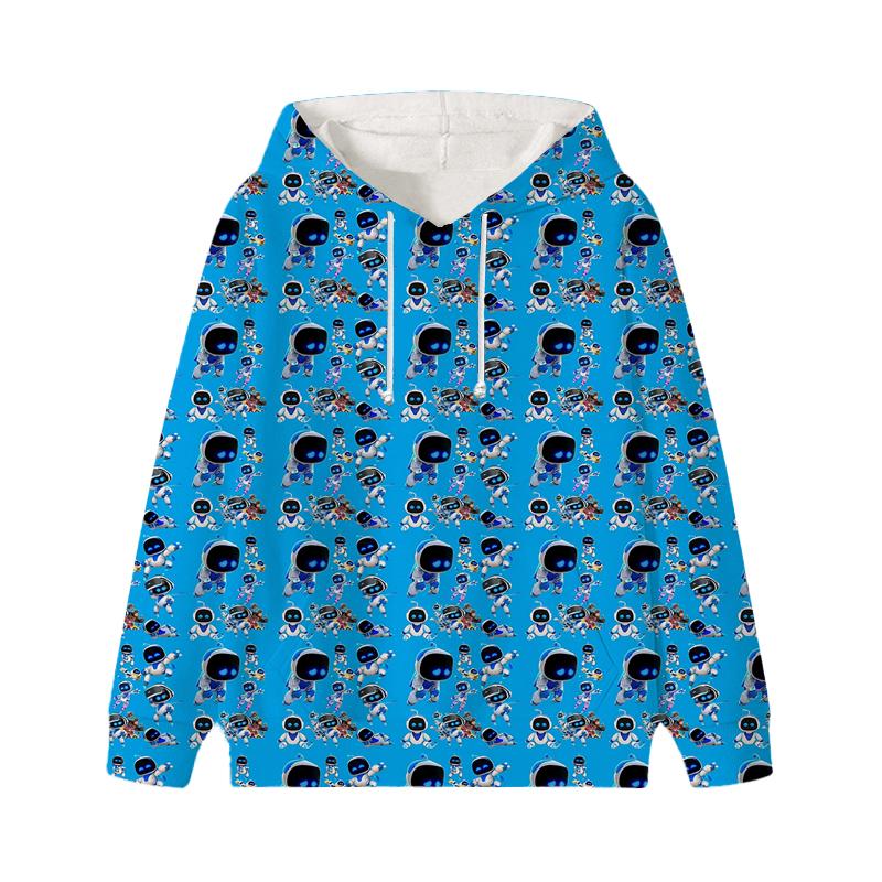 Astro Bot Hoodies Baby Unisex Cartoon Print Long Sleeve Tops Astronaut Toddler Boys Girls Casual Sweatshirts Outfits