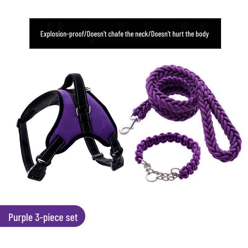 Golden Retriever & Labrador Medium-Large Dog Harness-Leash with Thick, Eight-Strand, Explosion-Proof Rope