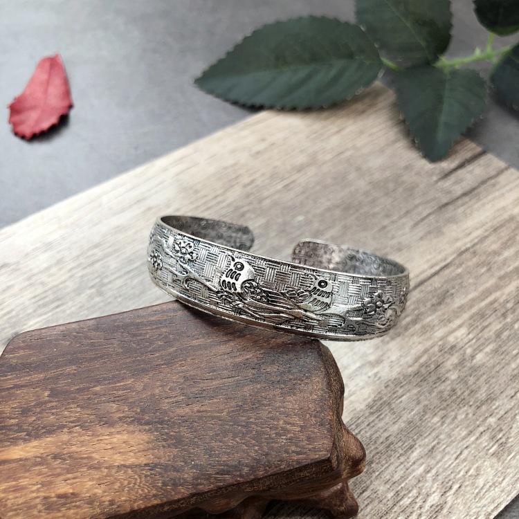 Retro Silver Bracelet, the Republic of China Nostalgic Personality Fashion Versatile Bracelet Women's Silver Accessories