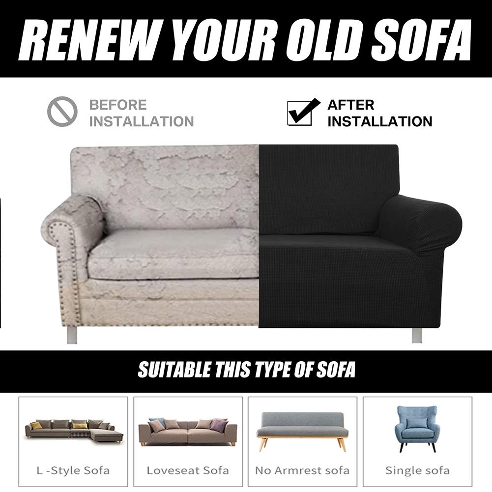 Super Stretch Sofa Cover 1-Piece Slipcover Furniture Protector Dog Pet Kids Friendly Washable Removable Jacquard Fabric for Home