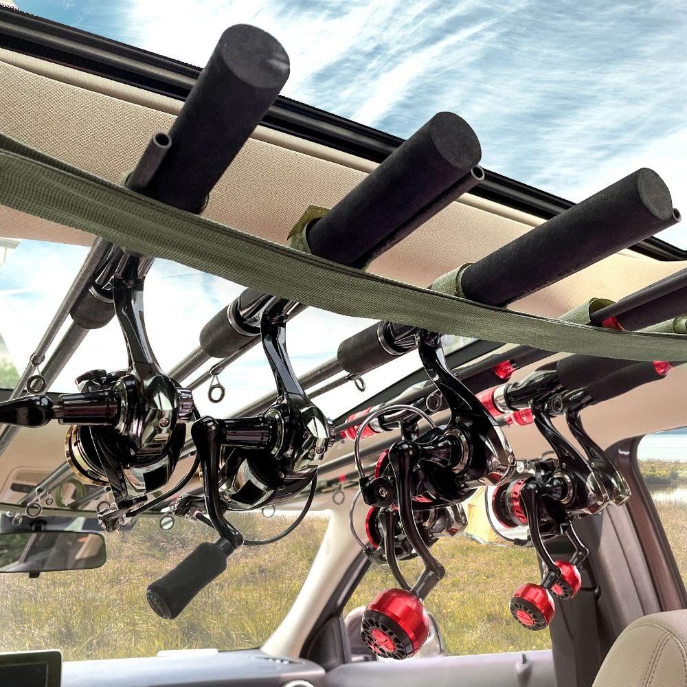 2Pcs 7 Rod Capacity Vehicle Fishing Pole Roof Rack Snap Buckle Car Fishing Pole Carrier  SUV