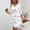 Autumn Fashion Elegant Floral Print Lapel Long Sleeve Dress Women's Clothing