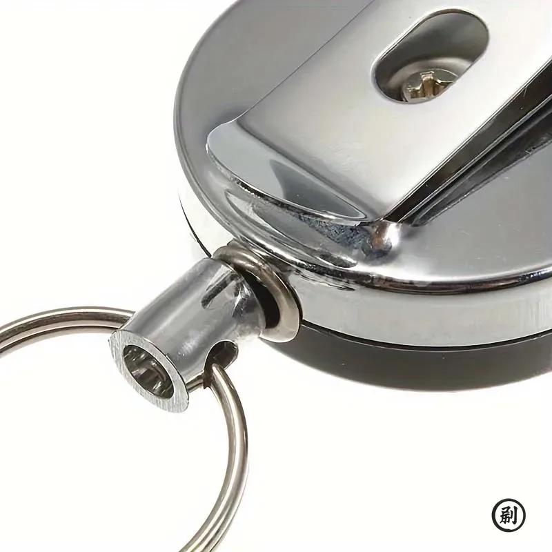 Duty Badge Reels Retractable Badge Holder, Metal Retractable Keychain Badge Reel ID Badge Holder with Belt Clip Key Ring