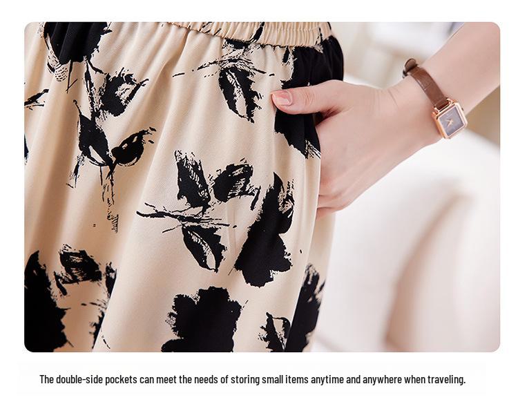 Damen Chiffon Blumen A-Linien Rock - Stilvoller Sommer Elastischer Bund Überwurf