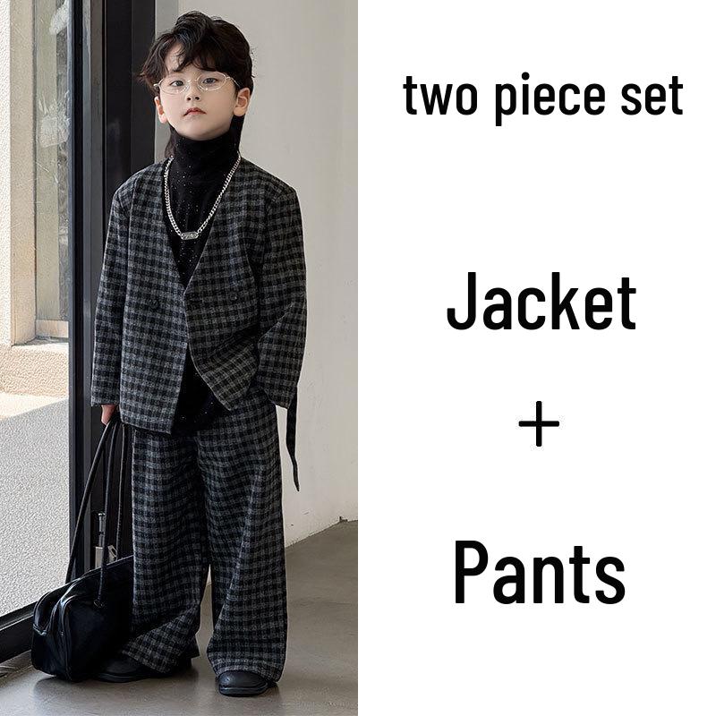 

Комплект костюма для мальчиков в корейском стиле на осень 2025 года - Модный детский блейзер, формальная модная верхняя одежда 150 cm