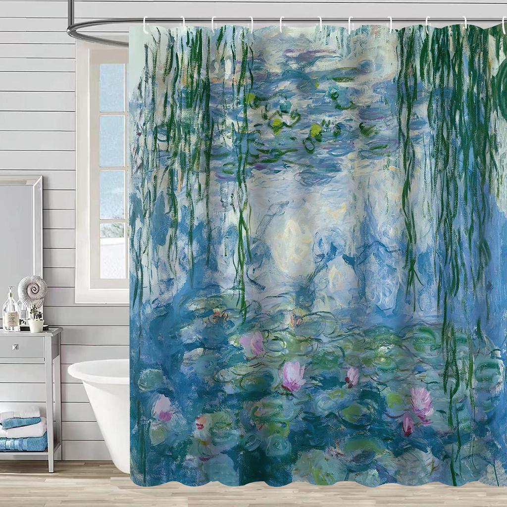 Shower Curtain Waterproof And Mildew-Proof 3D Digital Printing Plant Stone Printing Shower Bathroom Partition