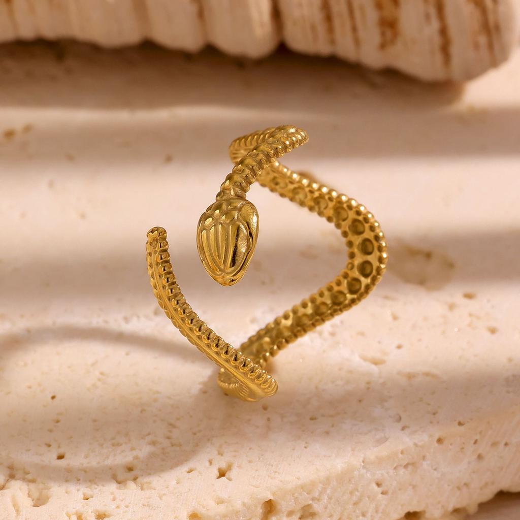 Stainless Steel Exaggerated Snake Texture Rings for Women Men New Personality Adjustable Opening Rings Party Jewelry Accessories