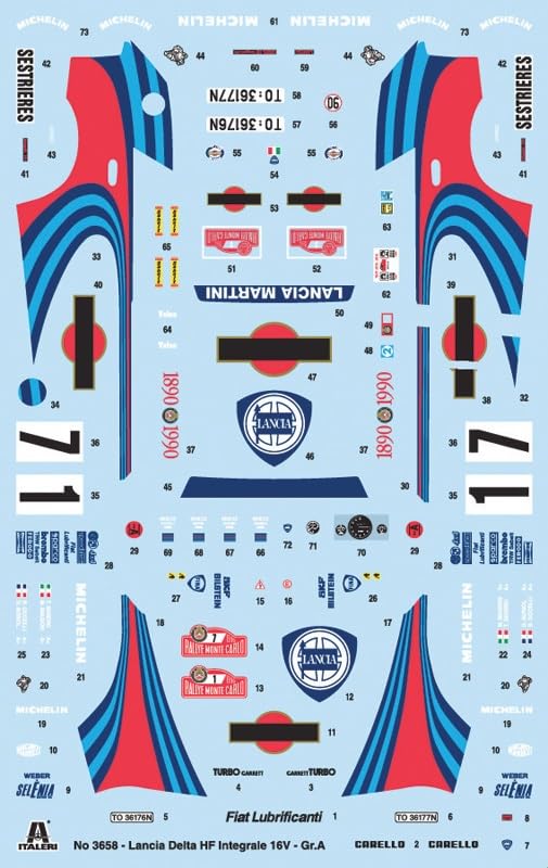 Platz Italeri 1/24 Scale Lancia Delta HF Integrale 1990 Monte Carlo Rally Plastic Model Kit IT3658