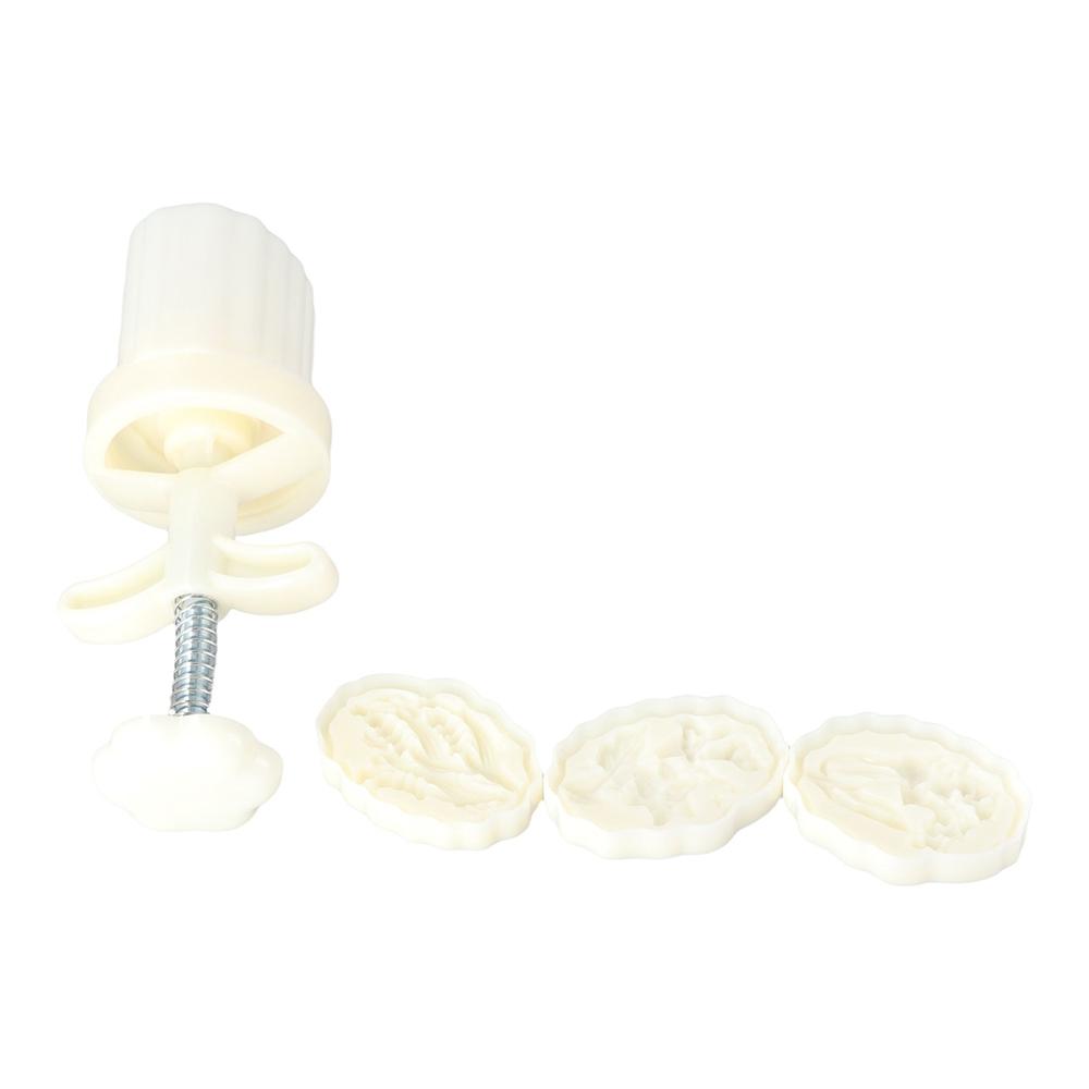 Hand Pressed Lilies of The Valley Mooncake Mold White Embossed Stamp Mold Green Bean Cake