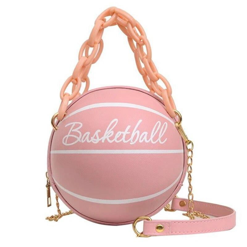 2024 New Fashionable Women's Shoulder Bag, Leather Chain Basketball Bag, Letter Printed Crossbody Bag