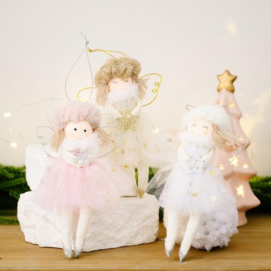 Mini Christmas Angel Doll Ornaments Christmas Tree Plush Angel Pendant for Xmas Birthday Thanksgiving Wedding Valentine's Day Decoration