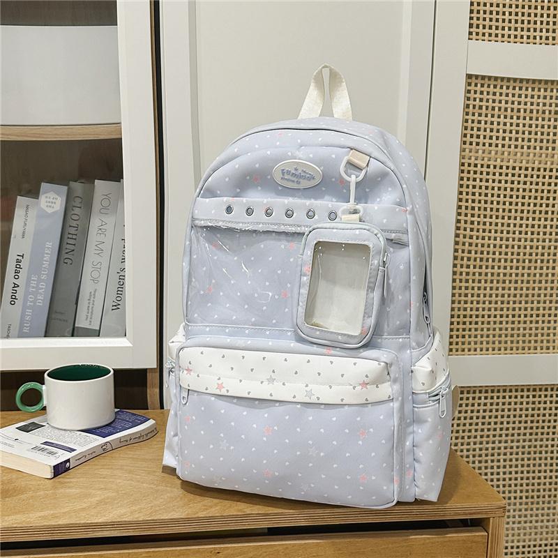 Junior High School Students Lightweight Backpack Star Printed Large Capacity Schoolbag