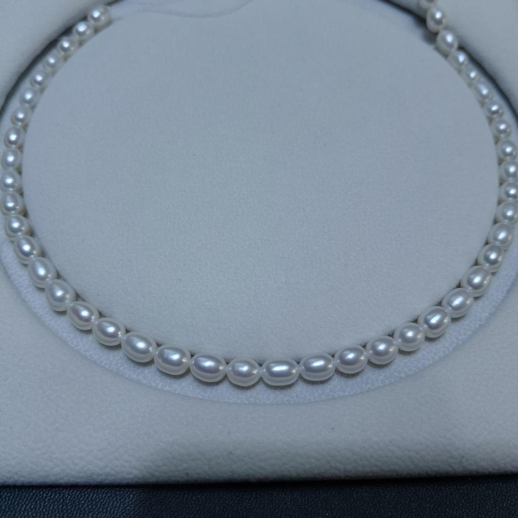 Strong Luster 3-7mm Freshwater Pearl Rice Bead Loose Necklace Choker DIY Sweater Chain
