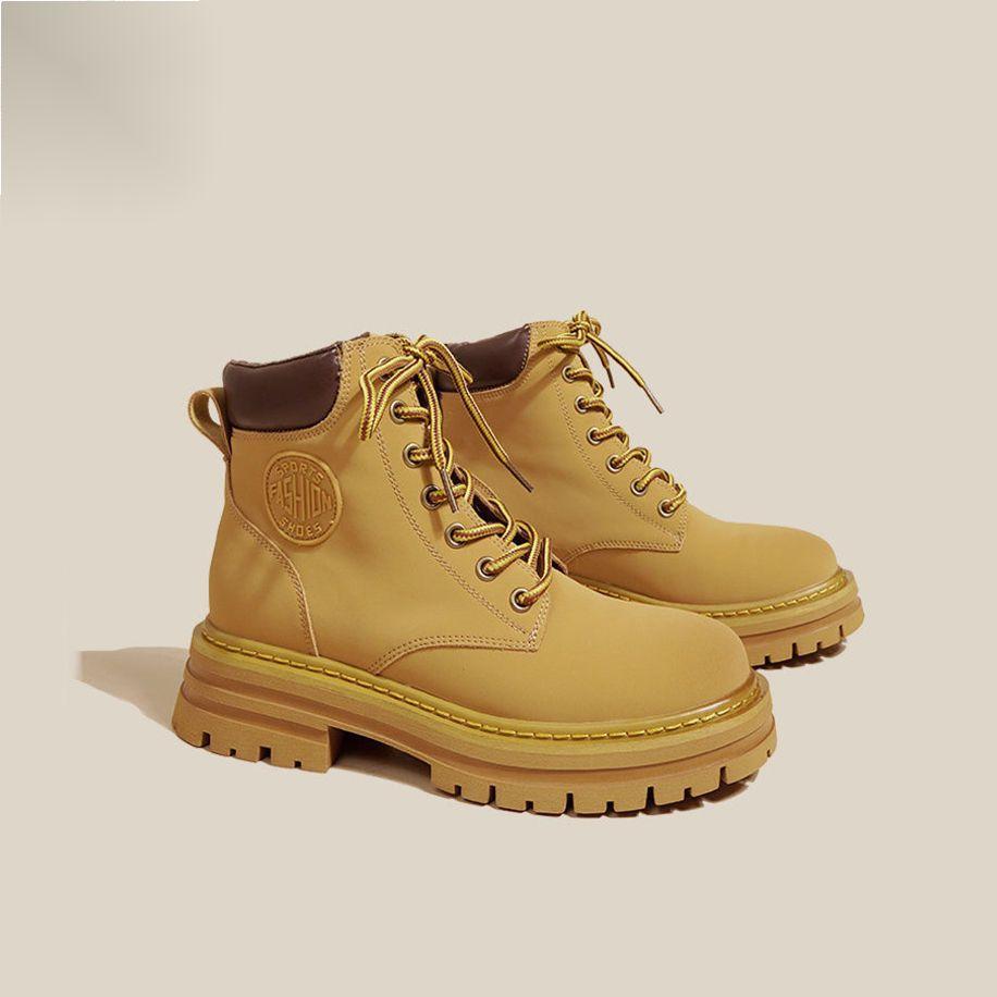 Martin boots thick-soled heightening locomotive boots 2025 autumn new rhubarb boots British style lace-up retro short boots