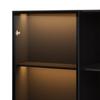 LED Display Cabinet 80 X 40 X 160 Cm - Bookcase with Tempered Glass Door and LED Lighting, 3 Drawers and 3 Open Compartments, Multicolor LEDs