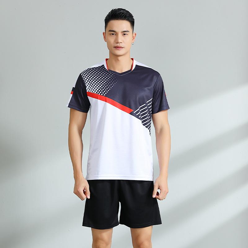 Badminton Clothes Outfit Short Sleeve Latest Blue Color Mens and Womens Quick-Drying Summer Table Tennis Wear Training Competition Clothes