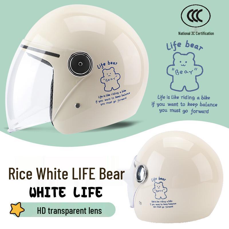Universal 3C Certified Motorcycle Helmet for All Seasons - Cute, Safe, Sun-Protected, Unisex Half Helmet for Summer and Fall/Winter