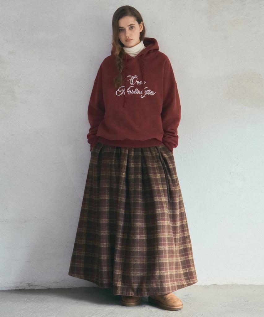 Aueonoseuteljia Warm Mulled Check Skirt_Brown(O25-Sk22)