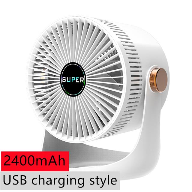 

Новый бытовой настольный USB перезаряжаемый электрический вентилятор с циркуляцией воздуха 2400 мАч с батарейным питанием настенный охлаждающий вентилятор белый