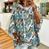 Women's Vintage Floral Print Drawstring Hoodie Loose Fit Casual Sweatshirt Top