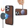 Magnetische Saugnapf Walnussholz Handyhülle für iPhone 16 Pro Max 15 Plus 14 13 Pro Rundumschutz Weicher Rand Anti-Drop Hartschalenabdeckung