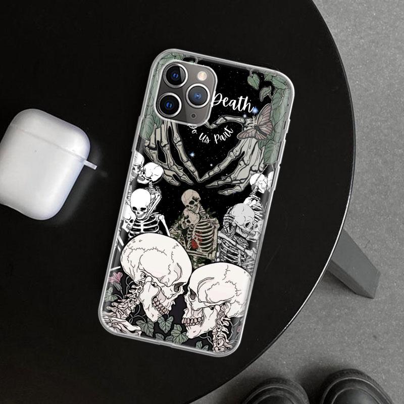 Anatomy Skeleton Heart Lovey Kiss Phone Case Cover for iPhone 11 12 13 Mini 14 15 Plus 16 Pro Max 17 Air 7 8 + SE Art Customized