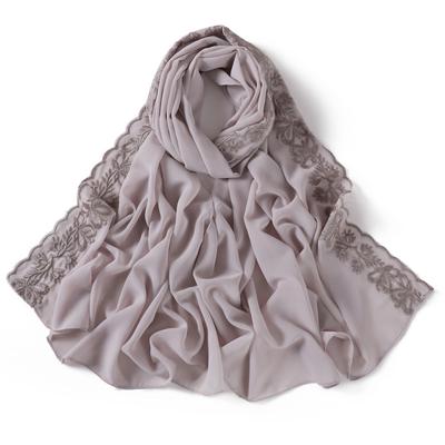 Versatile Elegant Women Hijab Thin Chiffon Ramadan Shawl Breathable Embroidered Edging Headscarf Shawl Women Headwear