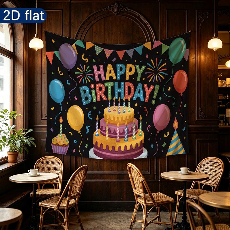 Colorful 2D Flat Party Backdrop 1pc - Party Supplies