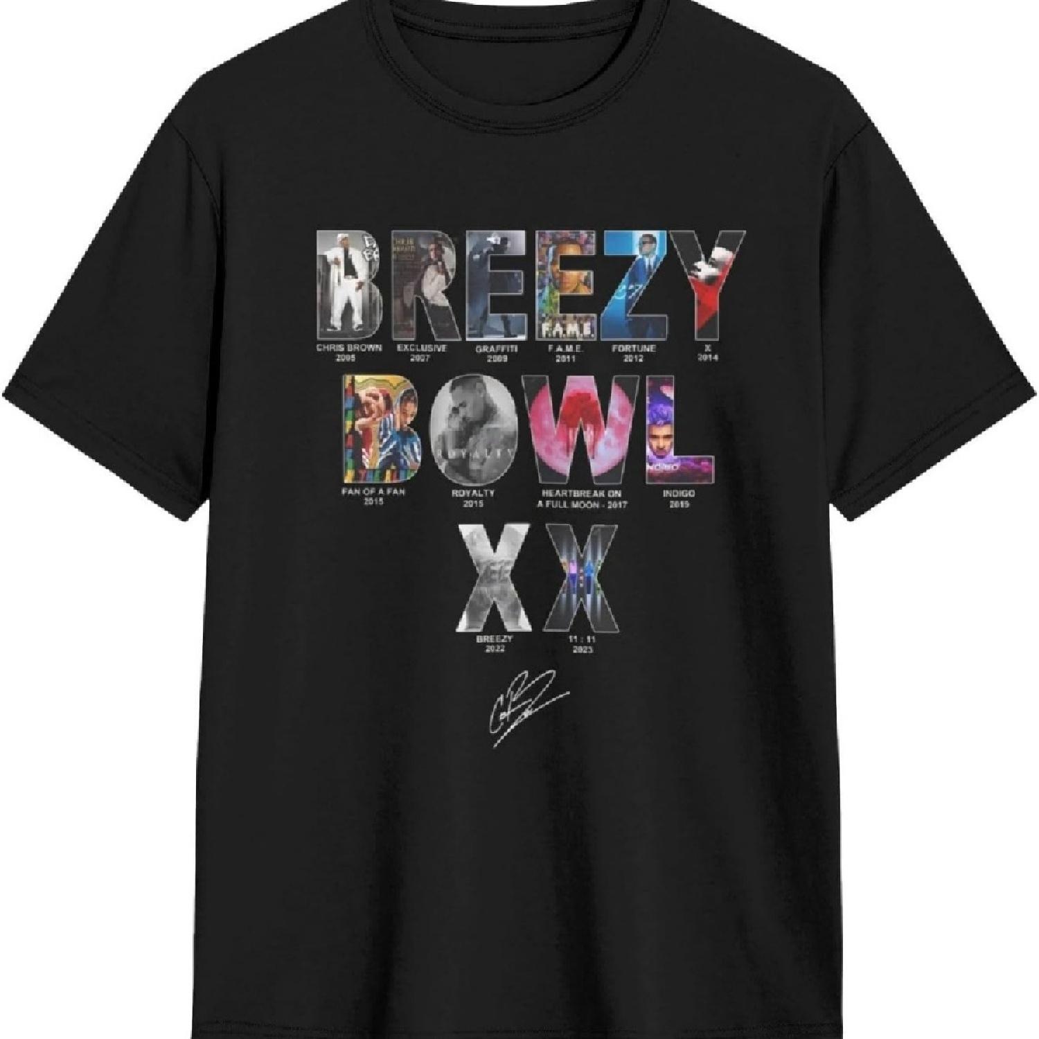 

Breezy Xx 2025 Music Tour T-Shirts Unisexr Funnytrendy Cotton Tops Black S